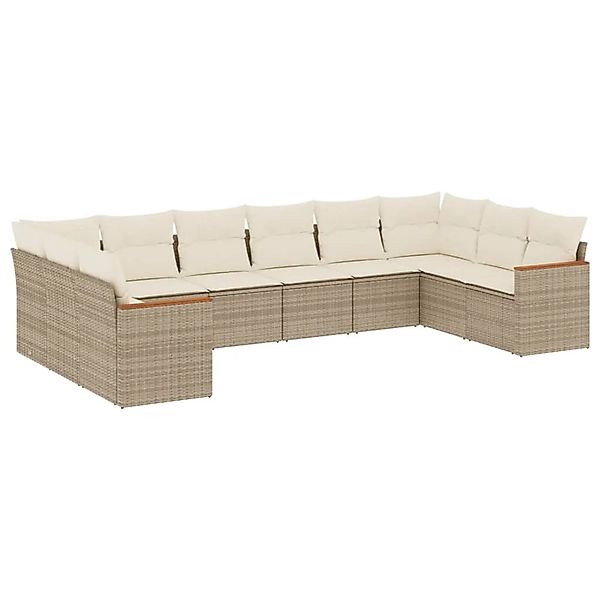 vidaXL 10-Tlg Garten-Sofagarnitur mit Kissen Beige Poly Rattan 3258726 günstig online kaufen