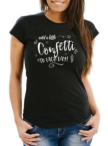 MoonWorks Print-Shirt Damen T-Shirt add a little confetti to each day Konfe günstig online kaufen