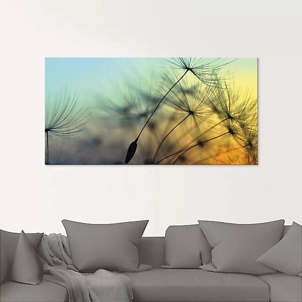 Artland Glasbild "Goldener Sonnenuntergang und Pusteblumen", Blumen, (1 St. günstig online kaufen