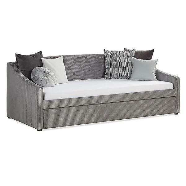 Homestyle4u Polsterbett 90x200 Schlafsofa Cord Grau Tagesbett Ausziehbar 25 günstig online kaufen