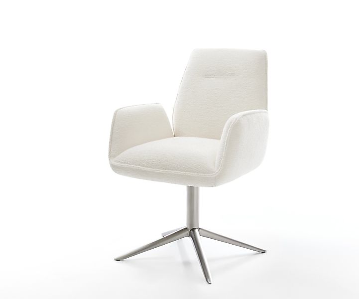 Drehstuhl Zoa-Flex Bouclé Soft Beige Fußkreuz Edelstahl 360° drehbar Wippfu günstig online kaufen