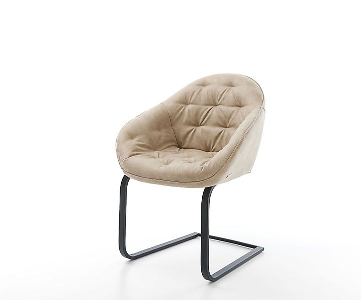 Freischwinger Gaio-Flex Mikrofaser Beige Vintage Freischwinger flach Schwar günstig online kaufen