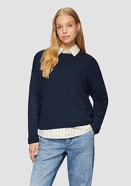 QS Langarmshirt T-Shirt Ripppulli mit leichtem Glitzereffekt und überschnit günstig online kaufen