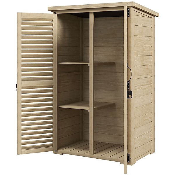 Outsunny Gartenschrank Geräteschuppen aus Holz 2 Regale Bitumendach Lamelle günstig online kaufen