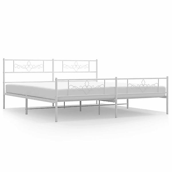 vidaXL Bettgestell mit Kopf- und Fußteil Metall Weiß 193x203 cm Modell 1018 günstig online kaufen