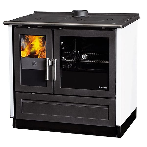 Plamen Küchenofen Holzherd Modell 910 Weiß mit 9 kW günstig online kaufen
