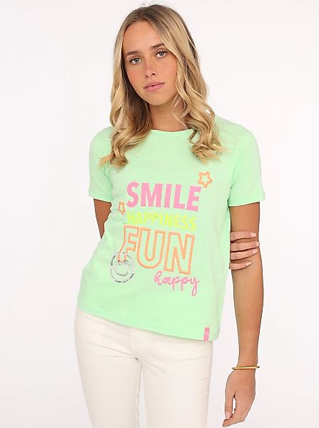 Zwillingsherz T-Shirt ""Smile Happiness Fun"", mit bunter Stickerei und Pai günstig online kaufen