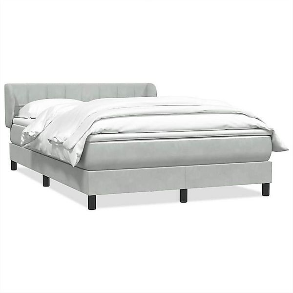 vidaXL Boxspringbett, Boxspringbett mit Matratze Hellgrau 140x210 cm Samt günstig online kaufen