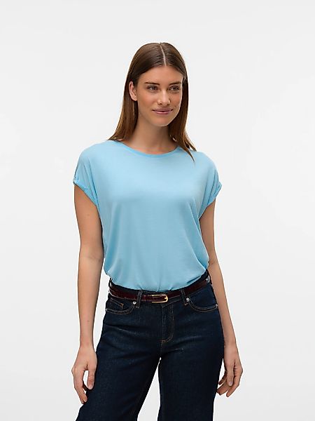 Vero Moda Rundhalsshirt "VMAVA PLAIN SS TOP GAJRS NOOS" Materialmix, regula günstig online kaufen