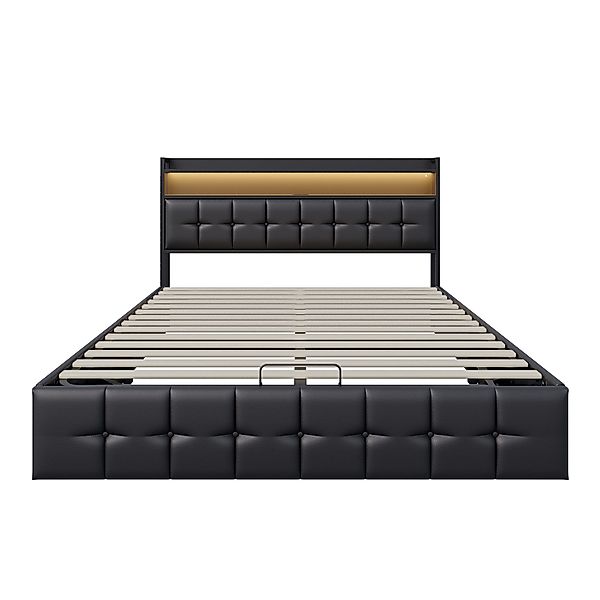 Gdood Polsterbett Stauraumbett Doppelbett LED USB günstig online kaufen