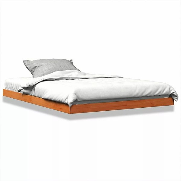 vidaXL Bett, Massivholzbett Wachsbraun 140x190 cm günstig online kaufen