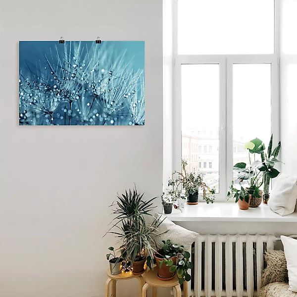 Artland Wandbild "Blaue glitzernde Pusteblume", Blumen, (1 St.), als Leinwa günstig online kaufen