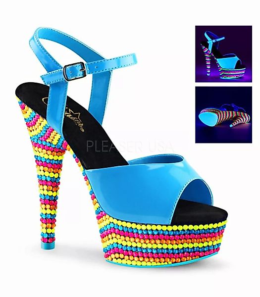 Pleaser Plateau Sandaletten DELIGHT-609RBS Neon Blue Pat/Neon Multi (Schuhg günstig online kaufen