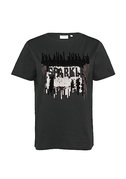 Comma T-Shirt Pailletten Rundhals-Ausschnitt, kurzarm, Regular günstig online kaufen