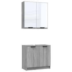 vidaXL Badezimmer-Set 2-tlg. Badmöbel-Set Grau Sonoma günstig online kaufen