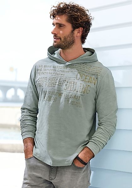 John Devin Kapuzenshirt, Langarmshirt bedruckt mit Kapuze aus strukturierte günstig online kaufen
