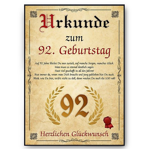 Tigerlino Poster Urkunde zum Geburtstag Mann günstig online kaufen