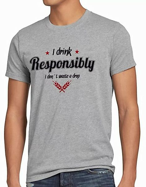 style3 T-Shirt Drink responsibly dont waste a drop Bier Fun Shirt Spruch tr günstig online kaufen