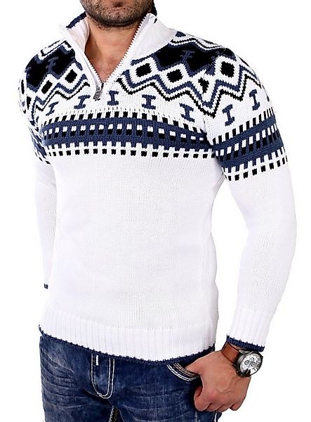 Reslad Strickpullover Reslad Herren Strickpullover Crewneck Zipper Norweger günstig online kaufen