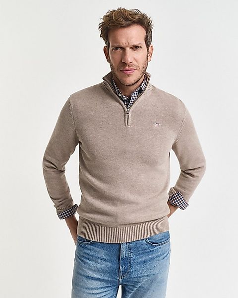 Gant Troyer CASUAL COTTON HALF ZIP mit grafischer Logostickerei auf der Bru günstig online kaufen