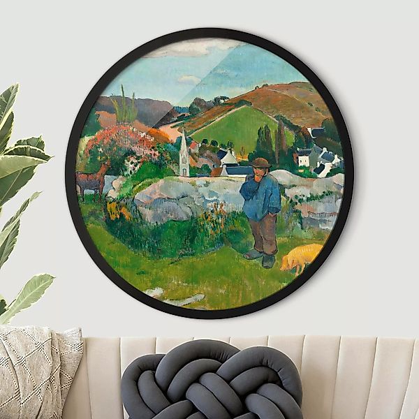 Rundes Gerahmtes Bild Paul Gauguin - Der Schweinehirt günstig online kaufen