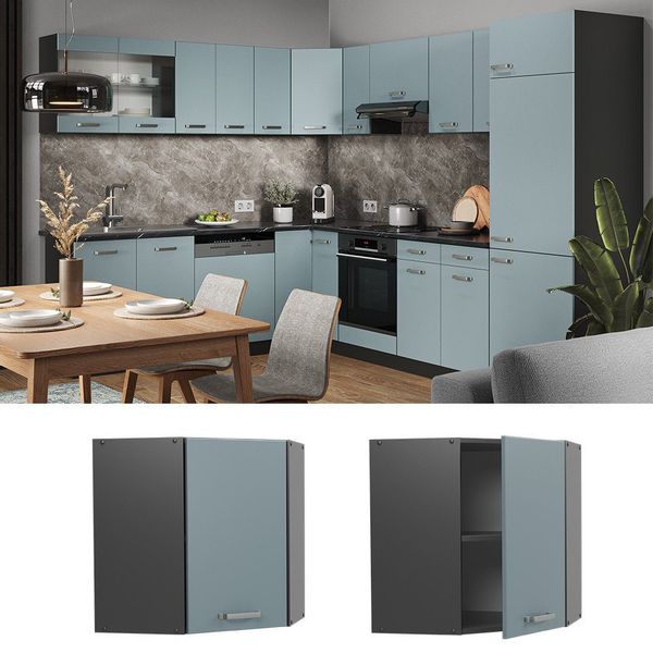 Vicco Eckhängeschrank R-Line, Blau-Grau/Anthrazit, 57 cm günstig online kaufen