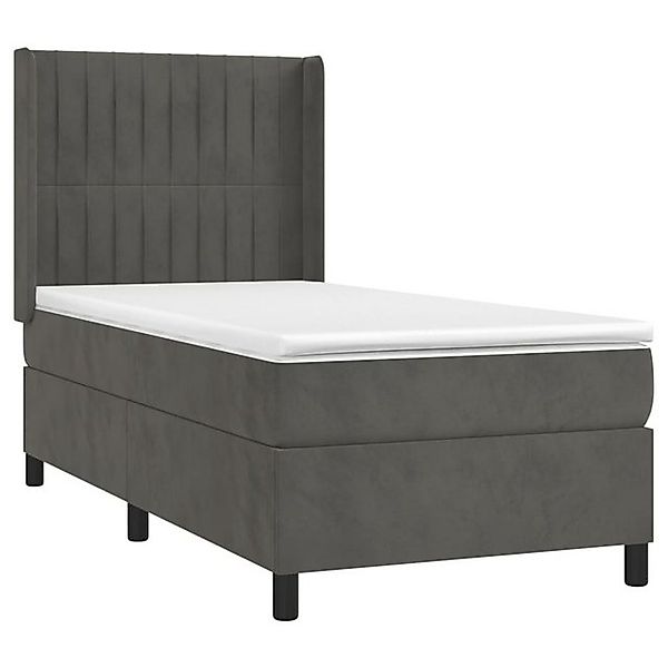 vidaXL Boxspringbett, Boxbett mit Matratze Dunkelgrau 100x200 cm Samt günstig online kaufen