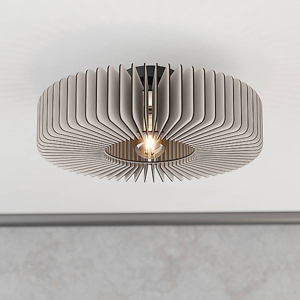 Deckenlampe Palombaia, weiß, Ø 50 cm, Stahl/Holz, E27 günstig online kaufen