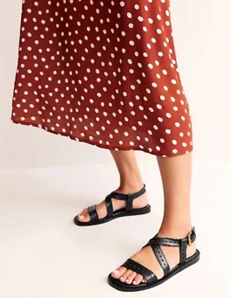 Flache Sandalen mit gekreuzten Riemen Damen Boden, Schwarz günstig online kaufen