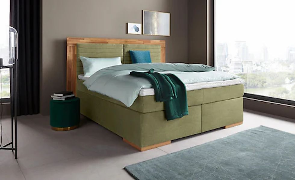 PLACES OF STYLE Boxspringbett "Cup" mit LED-Beleuchtung, Massivholzrahmen u günstig online kaufen