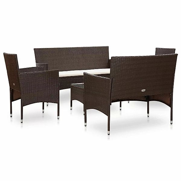 5-tlg. Garten-lounge-set Mit Auflagen Poly Rattan Braun günstig online kaufen