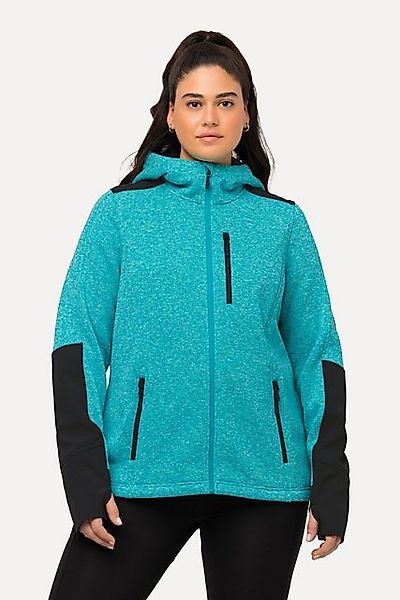 Ulla Popken Sweatjacke Fleecejacke Reflektordruck Kapuze Daumenloch günstig online kaufen