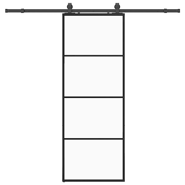 vidaXL Schiebetür mit Beschlag Schwarz 76x205 cm ESG-Glas 3375936 günstig online kaufen