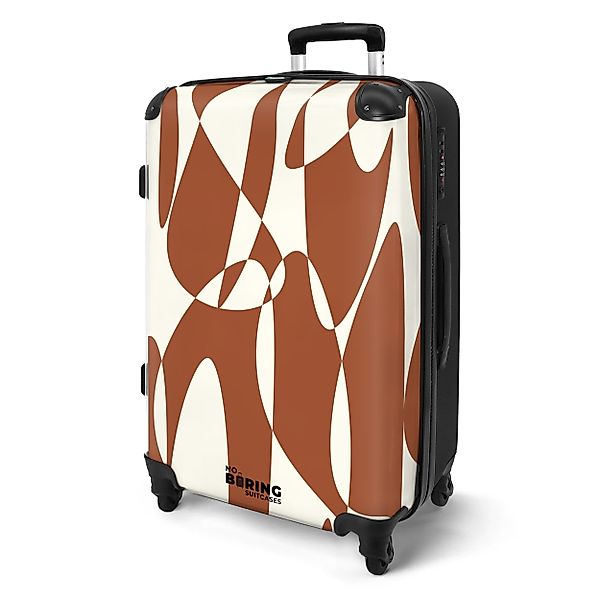 NoBoringSuitcases.com© Hartschalen-Trolley Braun mit weißen abstrakten günstig online kaufen