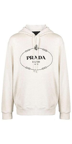 PRADA Rundhalspullover Prada Hoodie mit Logo-Print Weiß Herren S günstig online kaufen