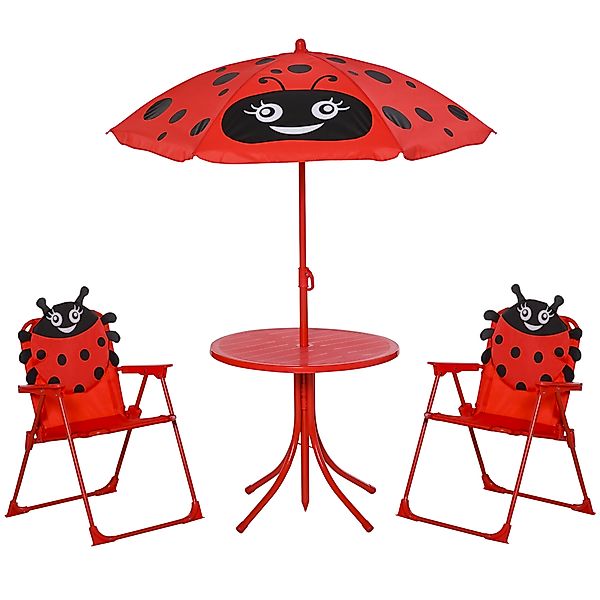 Outsunny Kindersitzgruppe Camping Gartentisch 2 Klappstühle Sonnenschirm 4t günstig online kaufen