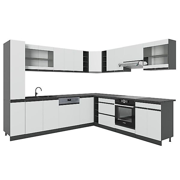 Vicco Winkelküche R-Line, Weiß/Anthrazit, 257 x günstig online kaufen