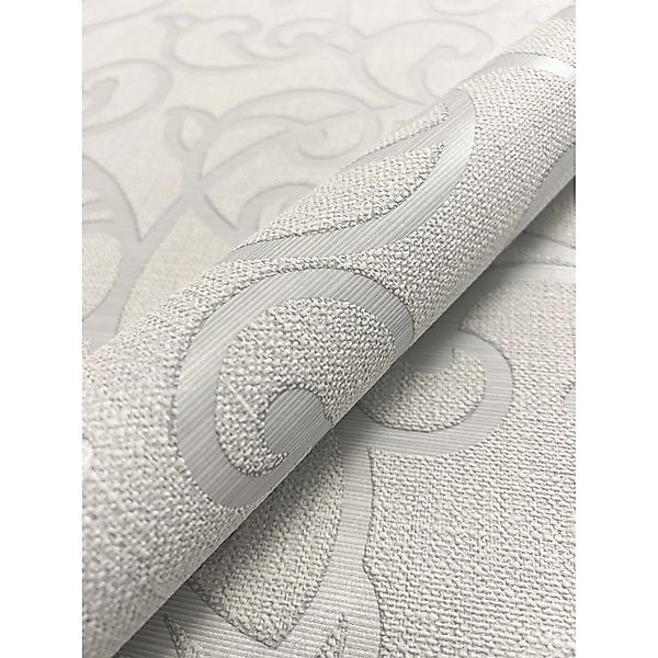 Newroom Vliestapete Varallo Hellgrau Ornamente Vintage Strukturiert FSC® günstig online kaufen