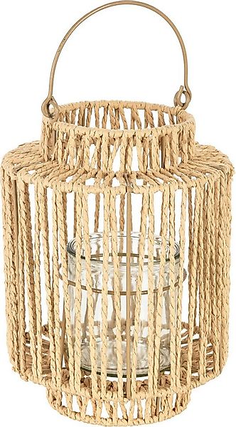 Koopman Kerzenlaterne Braun (1 St), Papierlaterne, Laterne, Glaseinsatz, Hä günstig online kaufen