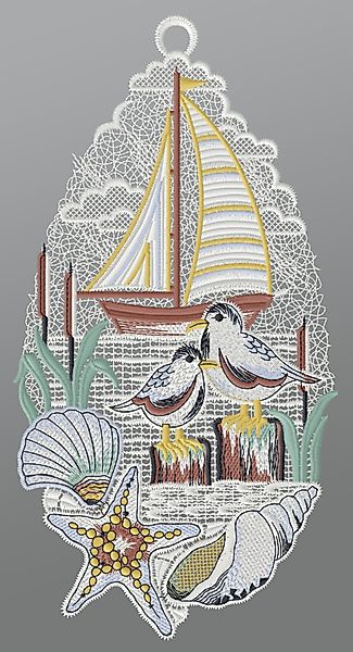 Plauener Spitze® Fensterbild Ostseeblick, HxB 28x15cm günstig online kaufen
