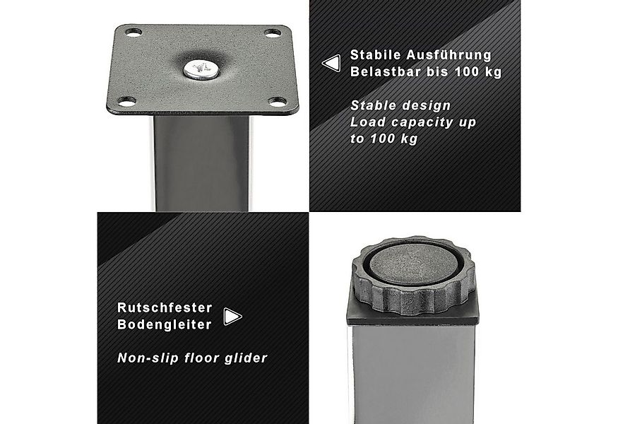 SO-TECH® Möbelfuß ZULU 38 x 38 mm 100 - 150 mm, belastbar bis 100 kg pro Fu günstig online kaufen
