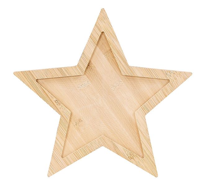 Levandeo® Dekoschale, Holztablett Stern 30cm Bambusholz Sterntablett Tischd günstig online kaufen
