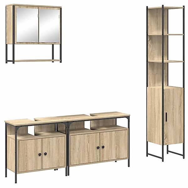 vidaXL Badezimmermöbel-Set mit Regal 4-Tlg Sonoma-Eiche Holzwerkstoff 33993 günstig online kaufen