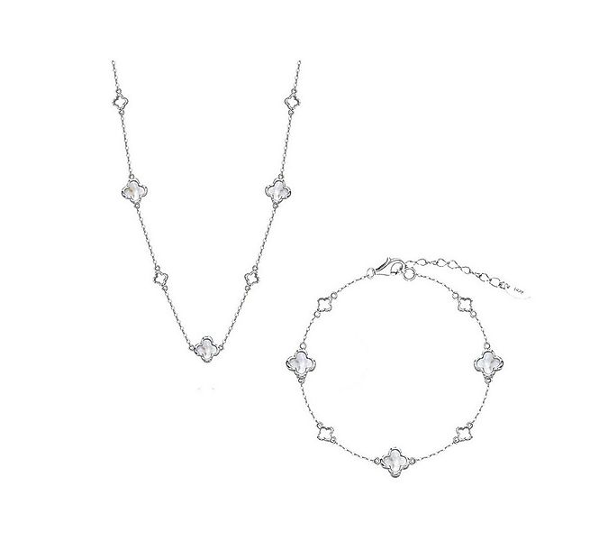 Suzan Gold Schmuckset Lunafleur – Perlmutt-Kleeblatt Schmuckset aus 925er S günstig online kaufen