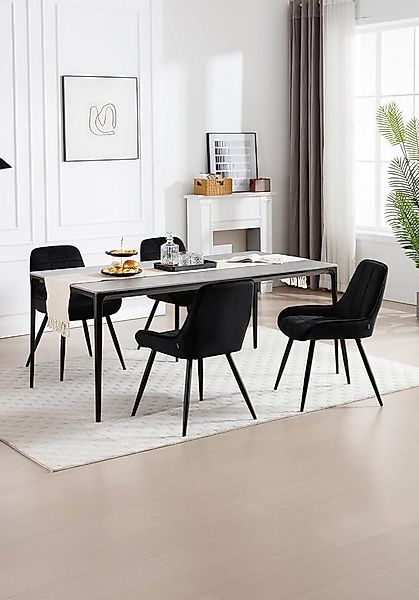 Woltu Esszimmerstuhl (4 St), Polsterstuhl Samt Akzentstuhl mit Rückenlehne günstig online kaufen