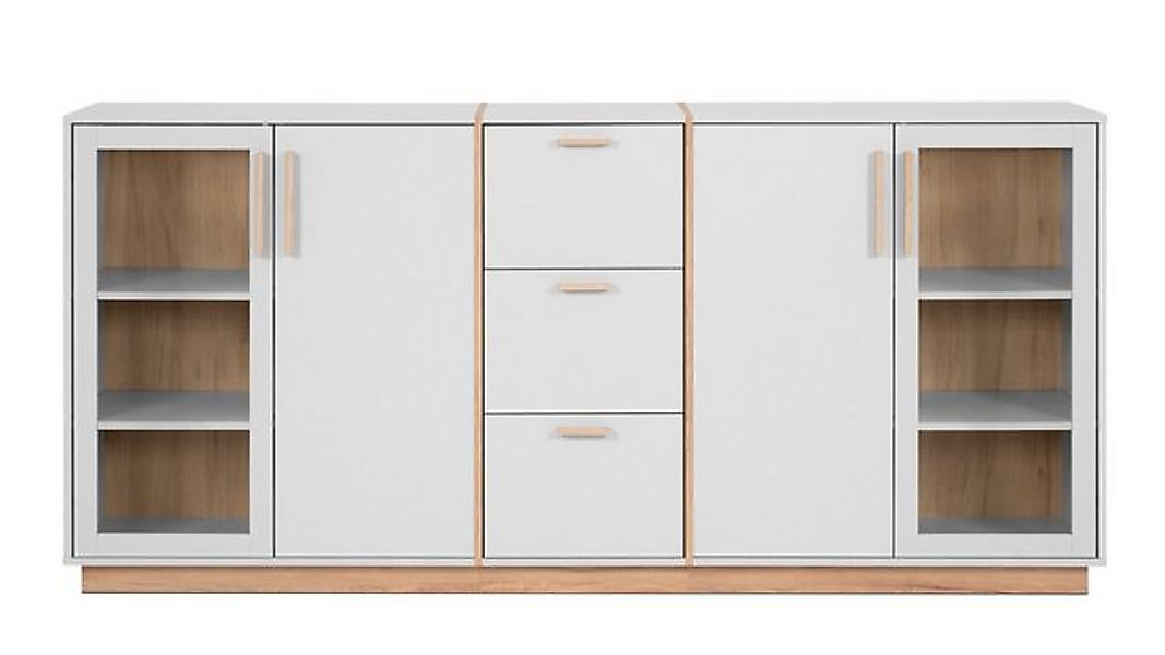 Finori Schuhschrank Highboard Sideboard Split, steingrau / Jackson Hickory günstig online kaufen