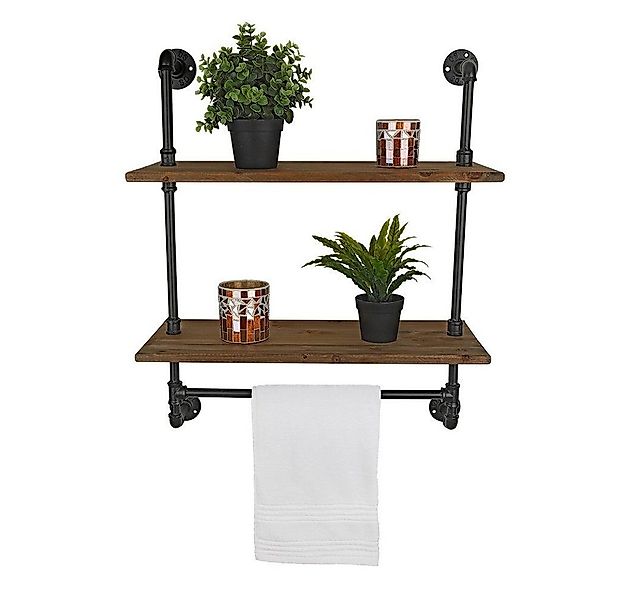 Feel2Home Wandregal Regal Wandregal Industriestil 2 Ebenen Holz Rohr Handtu günstig online kaufen