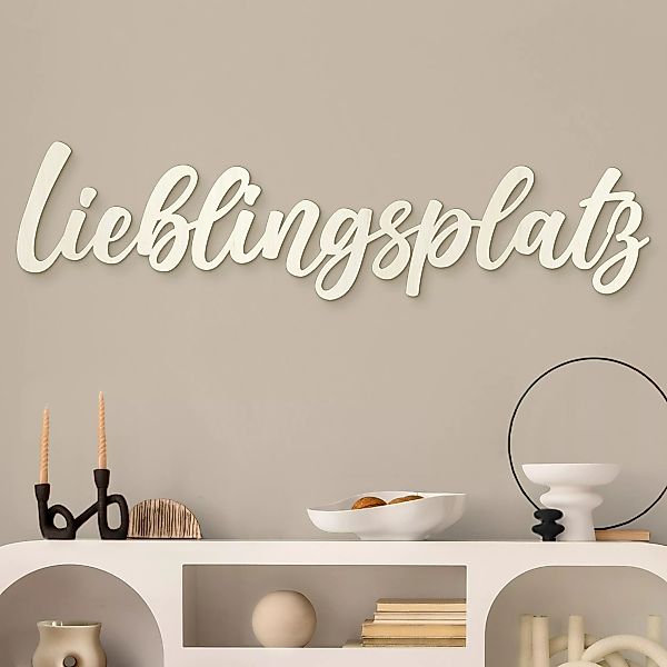 Wanddeko Holz 3D-Schriftzug Lieblingsplatz Handlettering günstig online kaufen