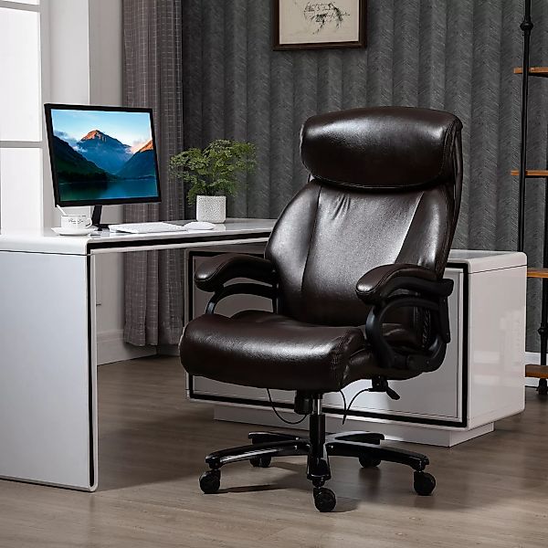 Vinsetto Ergonomisch Chefsessel mit Wippfunktion, Ledersessel braun, höhenv günstig online kaufen