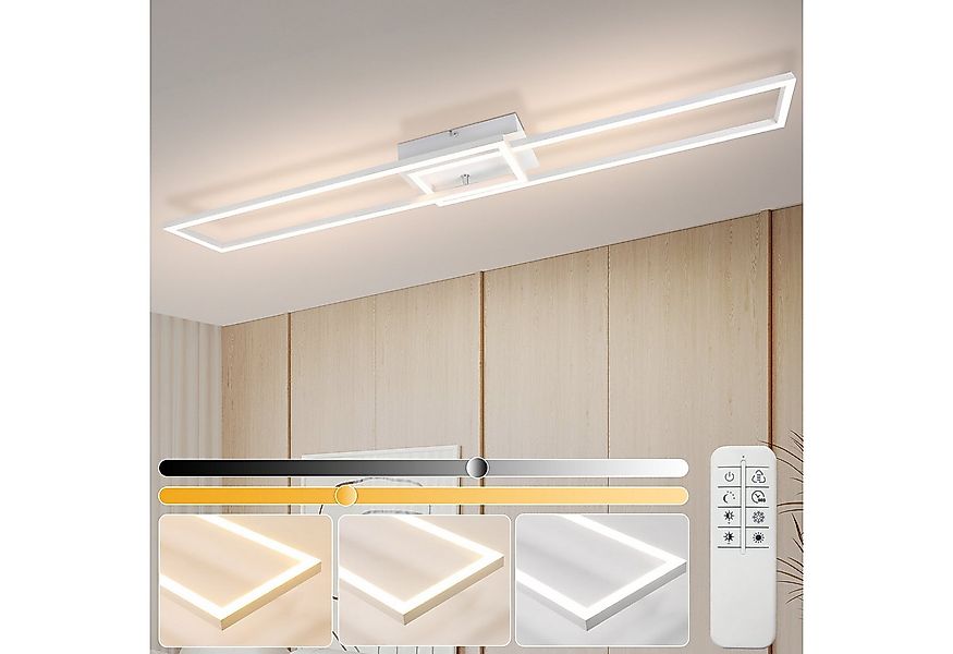 Nettlife LED Deckenleuchte Holz Wohnzimmer Dimmbar Schwarz/Weiß 102CM Moder günstig online kaufen